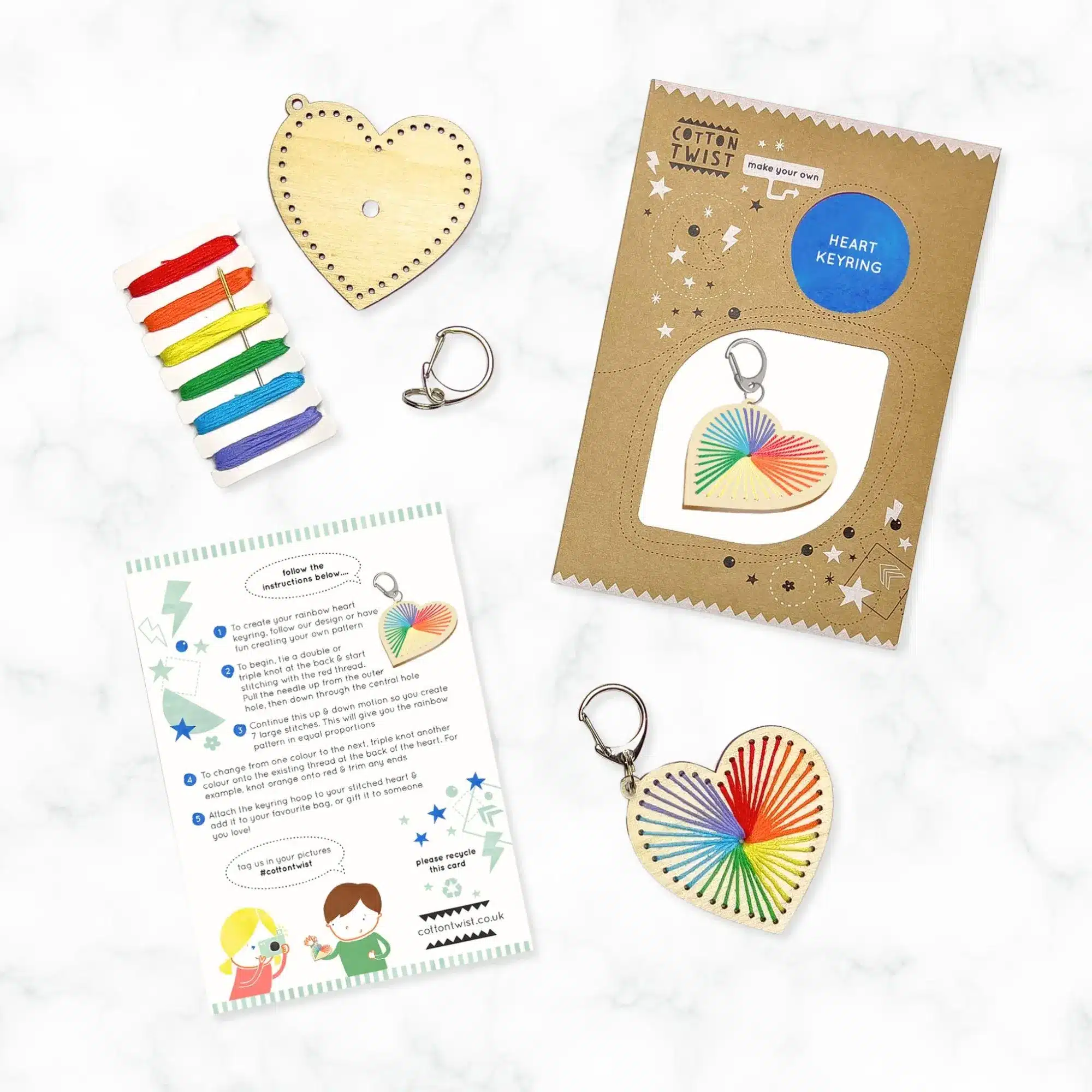 Cotton Twist Heart Stitch Keyring Kit - Image 2