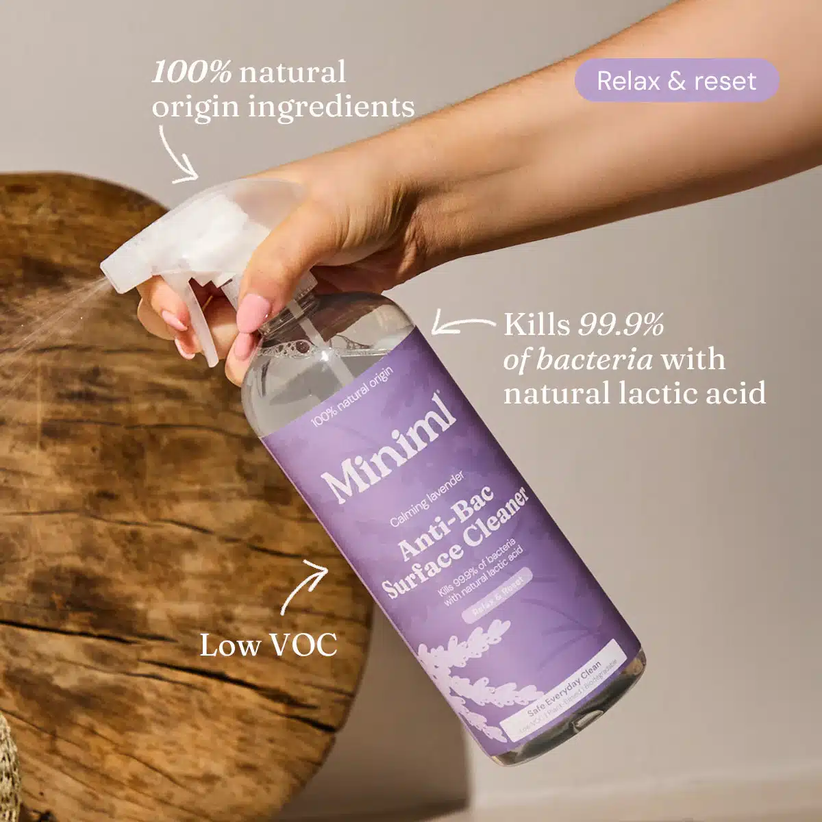 Miniml Anti-Bac Surface Spray Cleaner - French Lavender - Image 3