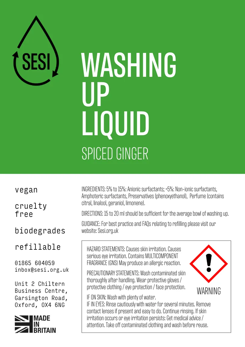 SESI Washing Up Liquid Spiced Ginger 5L - Image 2