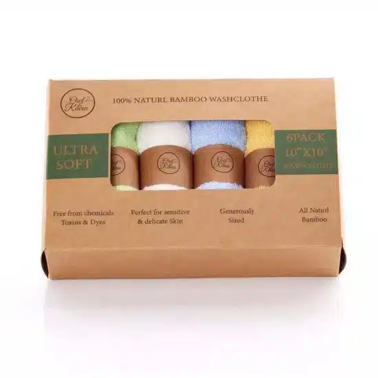 Colourful Organic Bamboo Face Cloths: 6 Pack