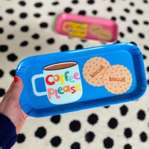 Coffee and Biscuits Melamine Tray - Blue