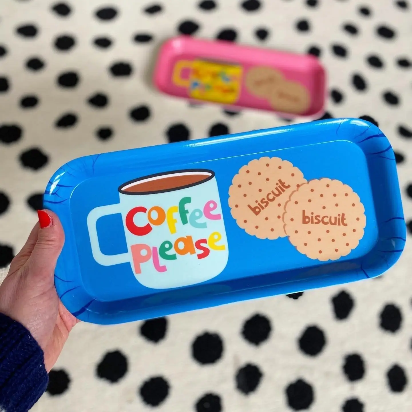 Coffee and Biscuits Melamine Tray - Blue