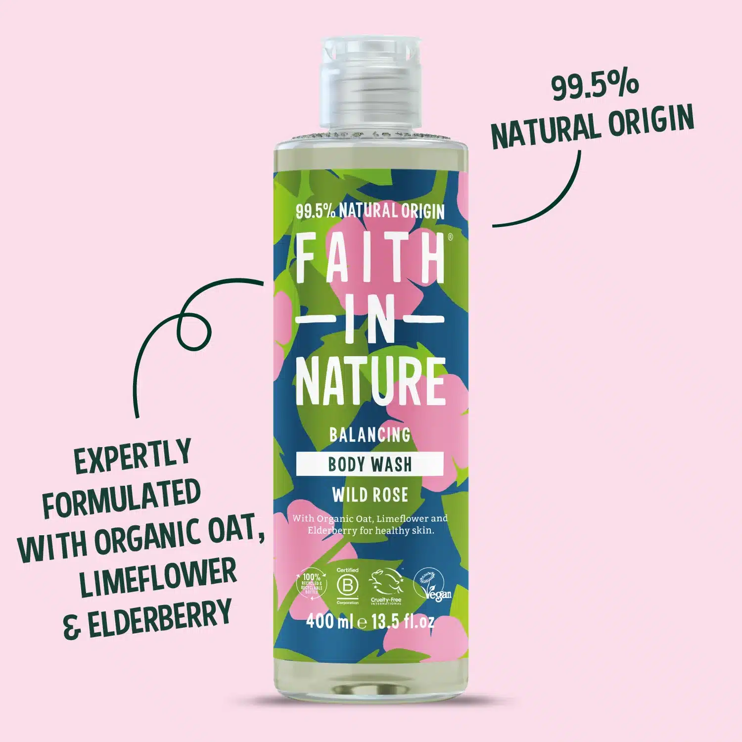 Faith In Nature Wild Rose Body Wash 400ml